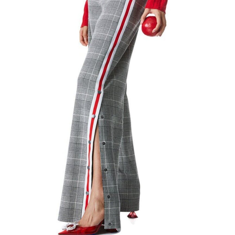 Alice+Olivia Mary Cruz Plaid Wide Leg Side Snap Pants 4